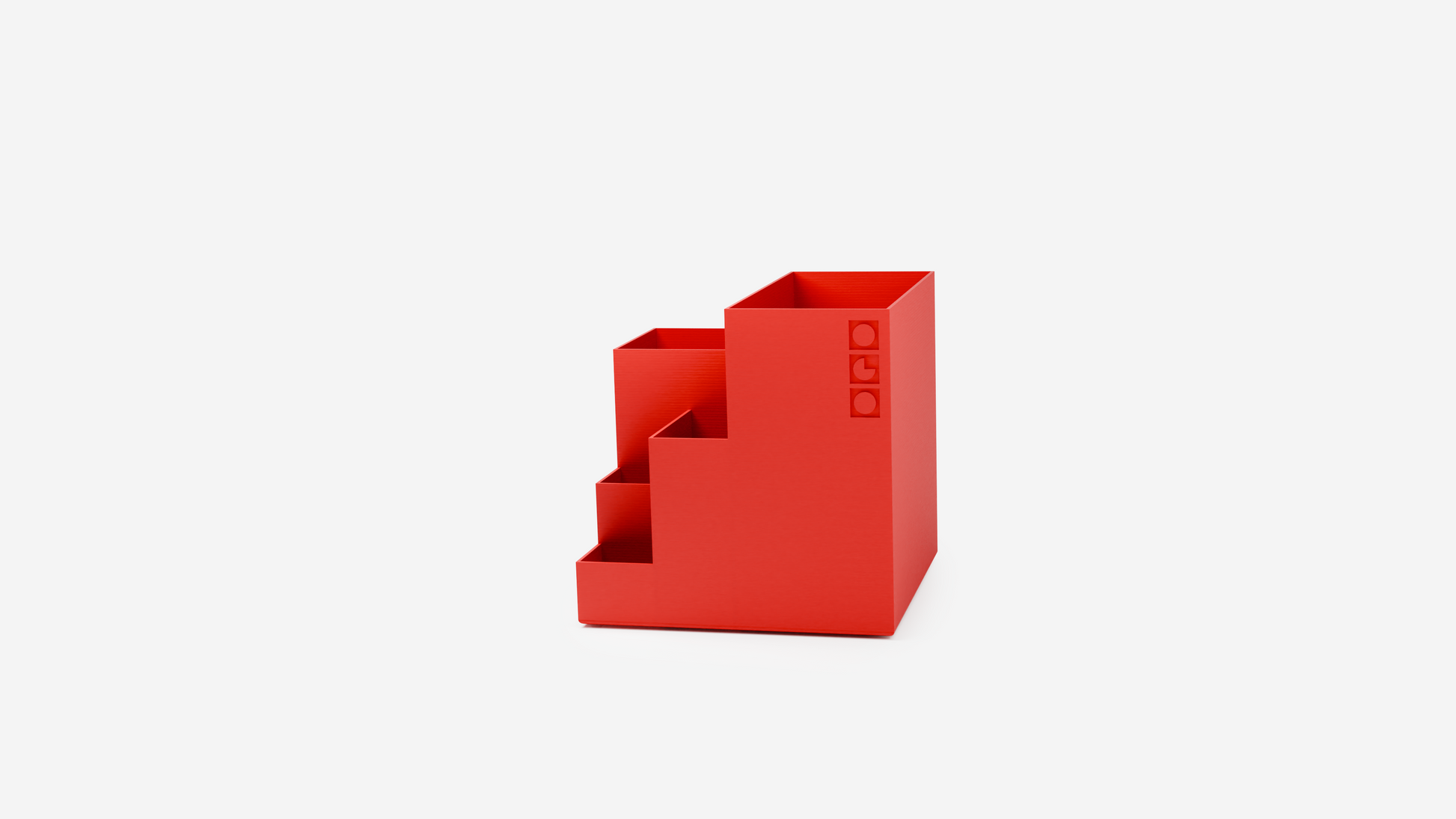 Cube designer pen holder with multiple compartments for all your stationery items.