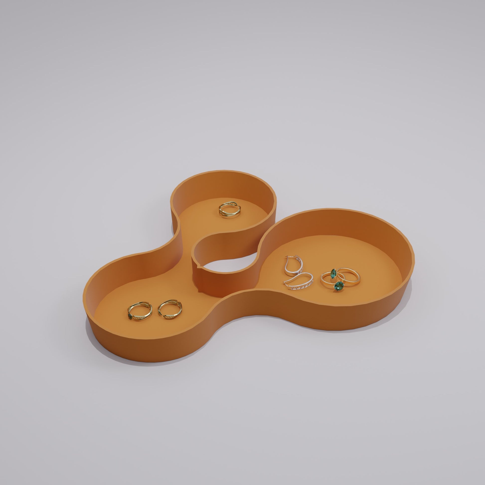 coral crest tray orange with jewellery