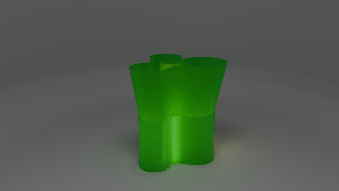 Paso Glo vase, a dual-sectioned green coloured planter with a glowing base