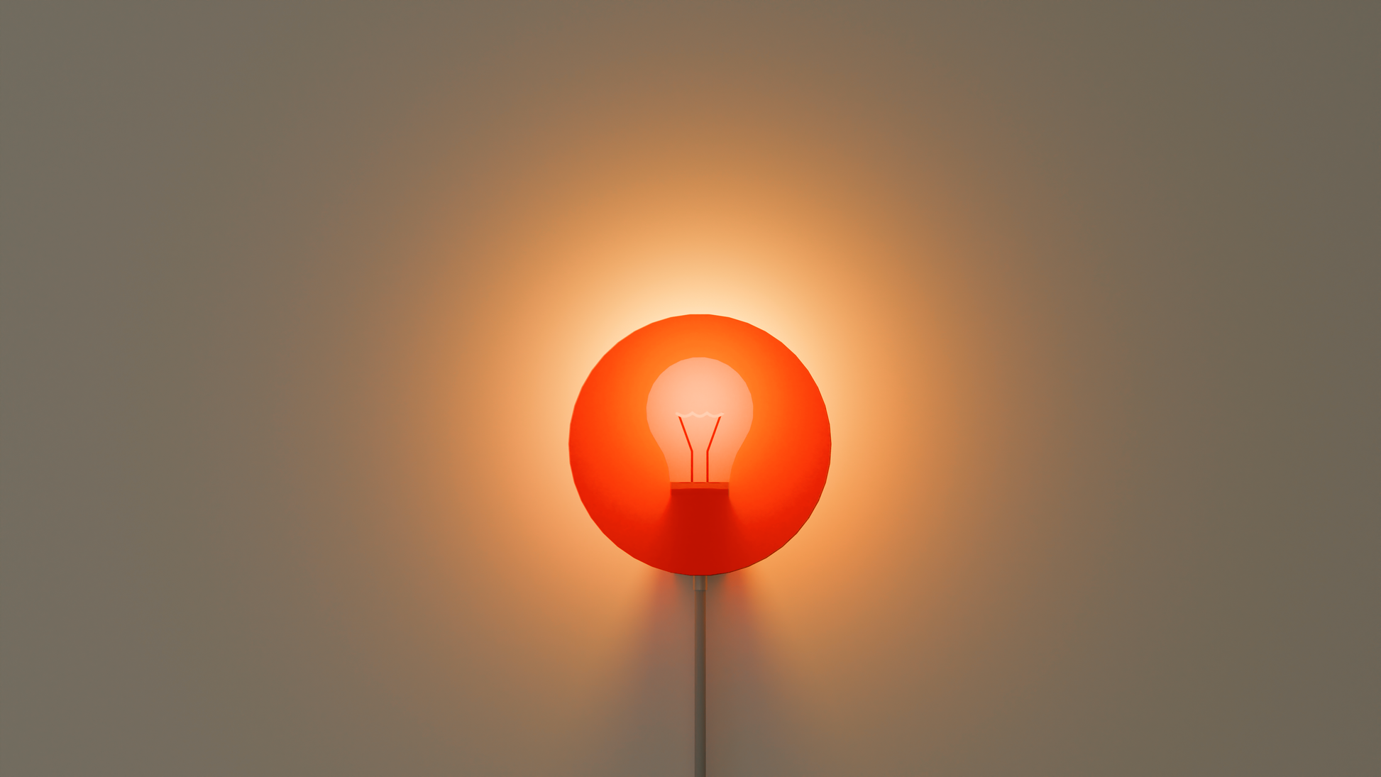 On shot of halo wall light in orange color