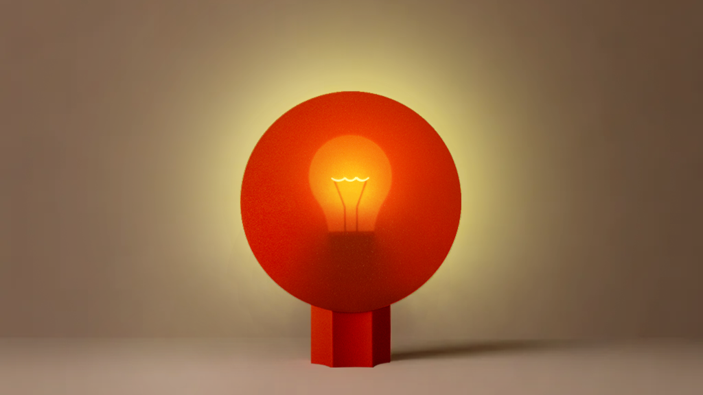On shot of Halo Lamp in red color front view