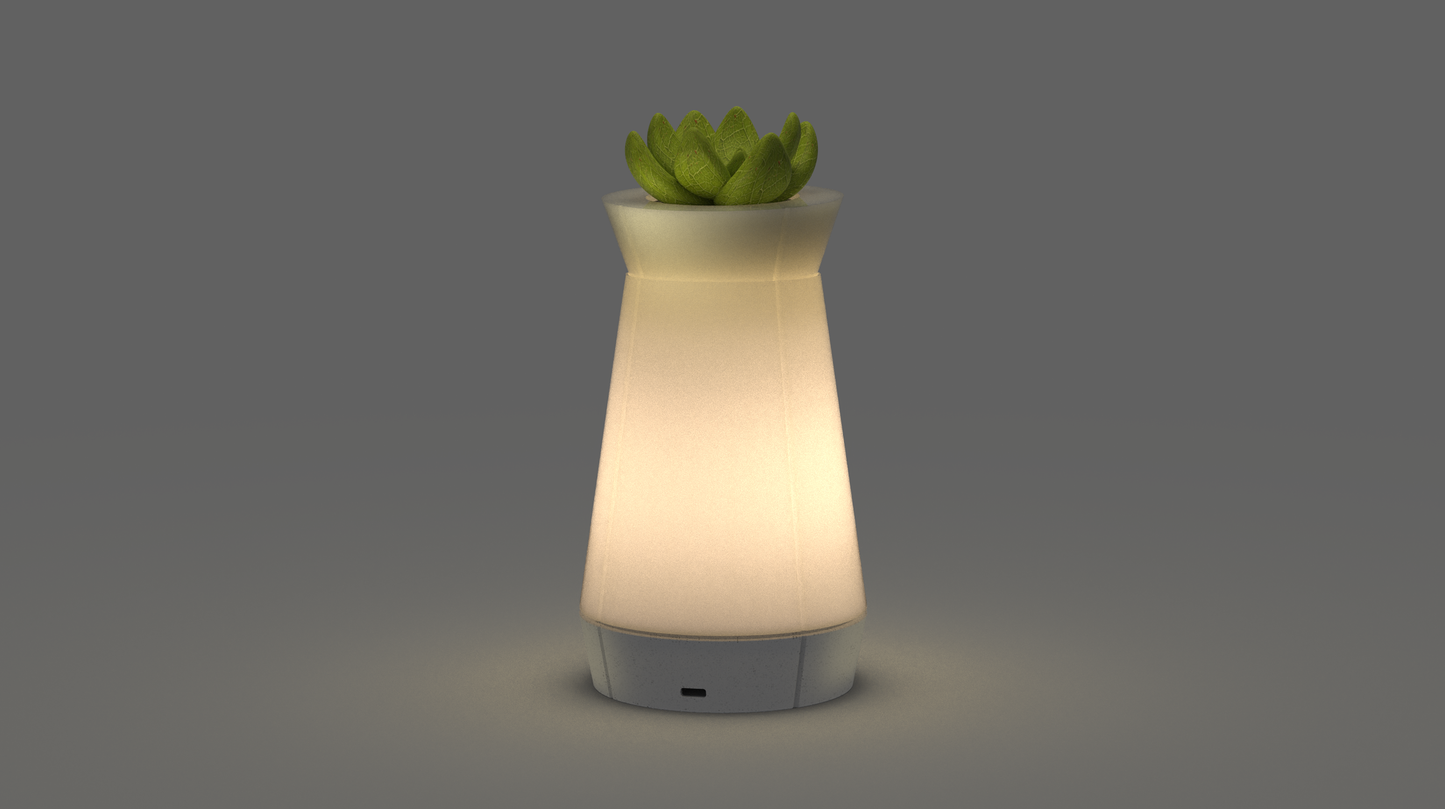 Smart Venti Plus table lamp with a minimalist design and multifunctional top holder.