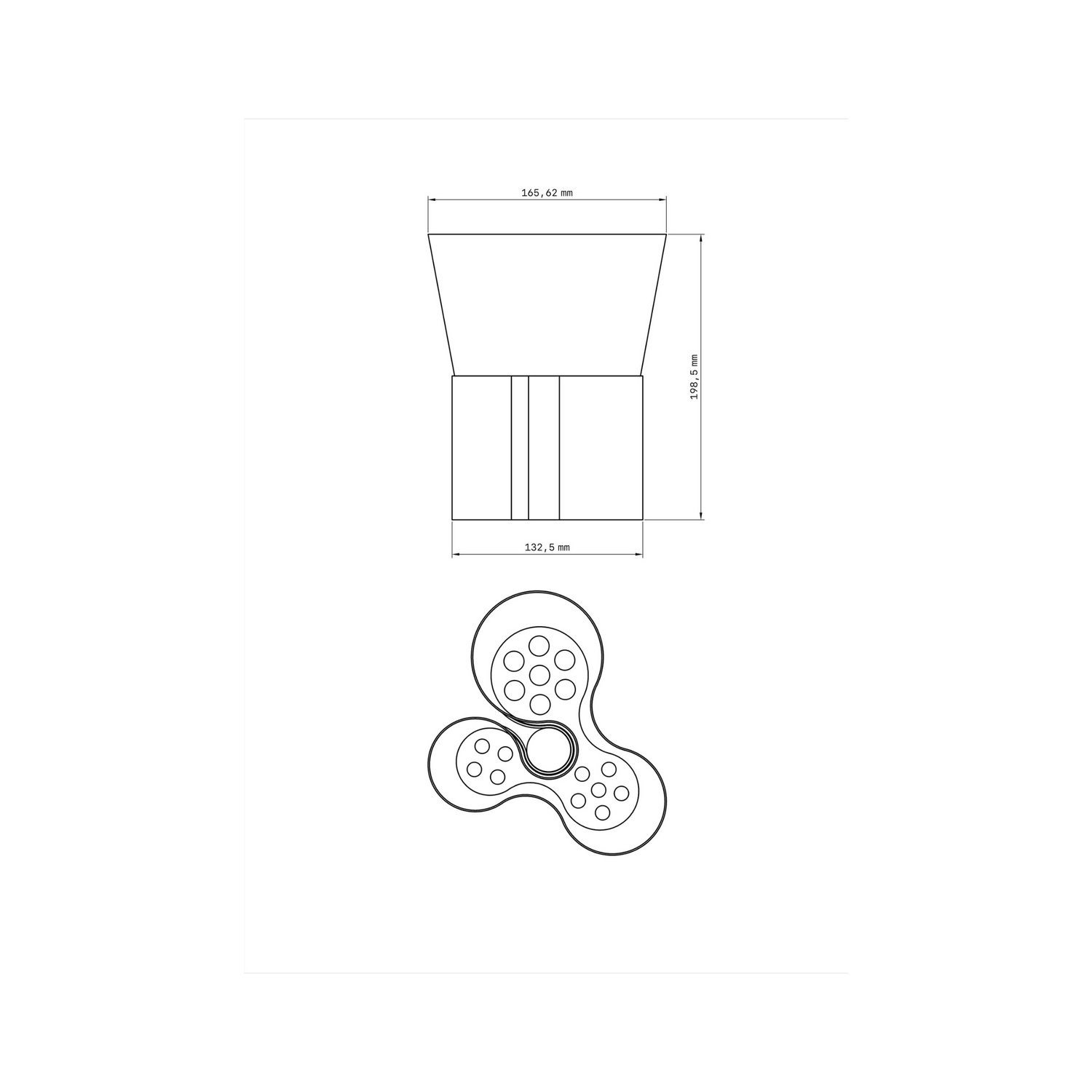 dimension drawing of paso glo vase