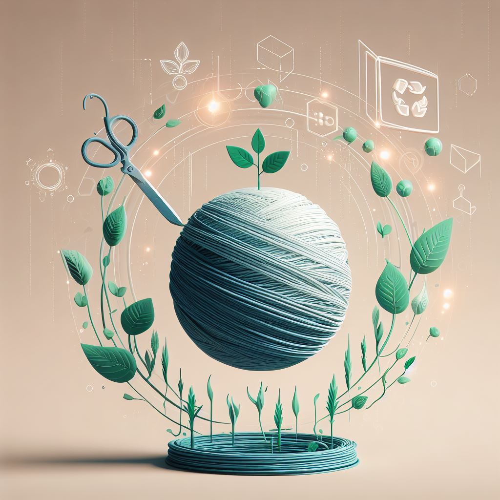 Graphical representation of a plant-based biodegradable raw material, symbolizing eco-friendly innovation by one good object.