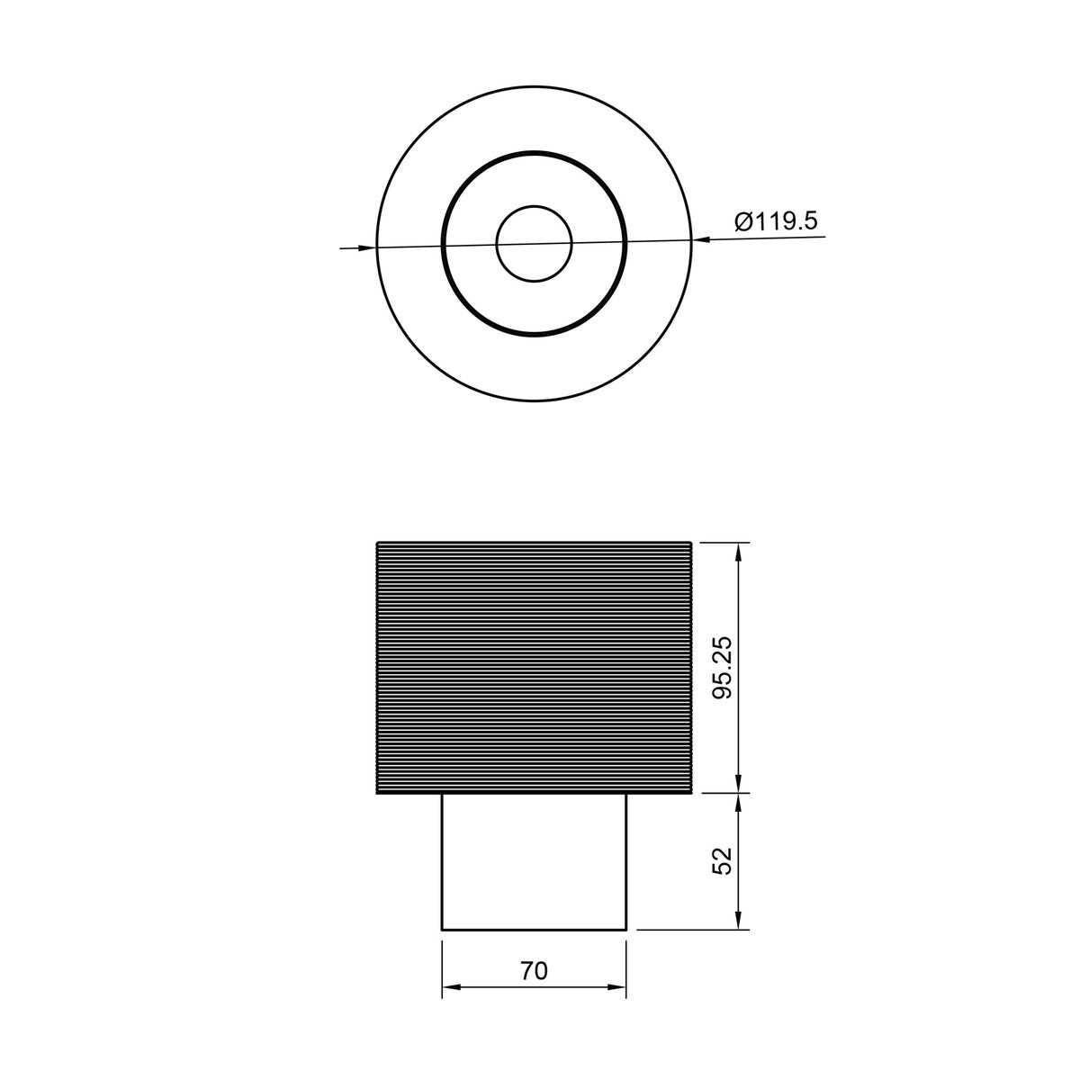 dimension drawing of poco circle lamp