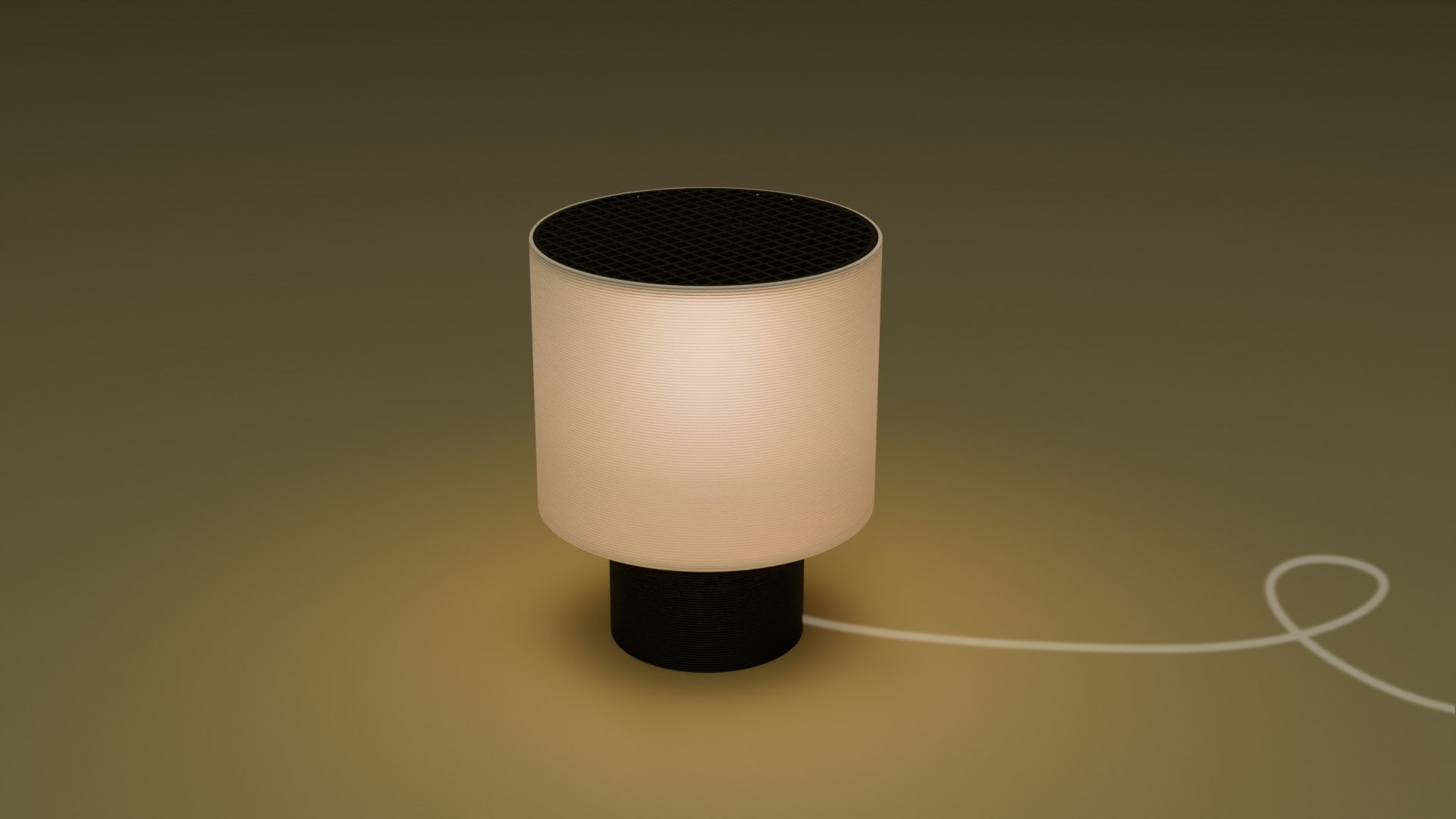 Lit image of poco circle wired table lamp in black color