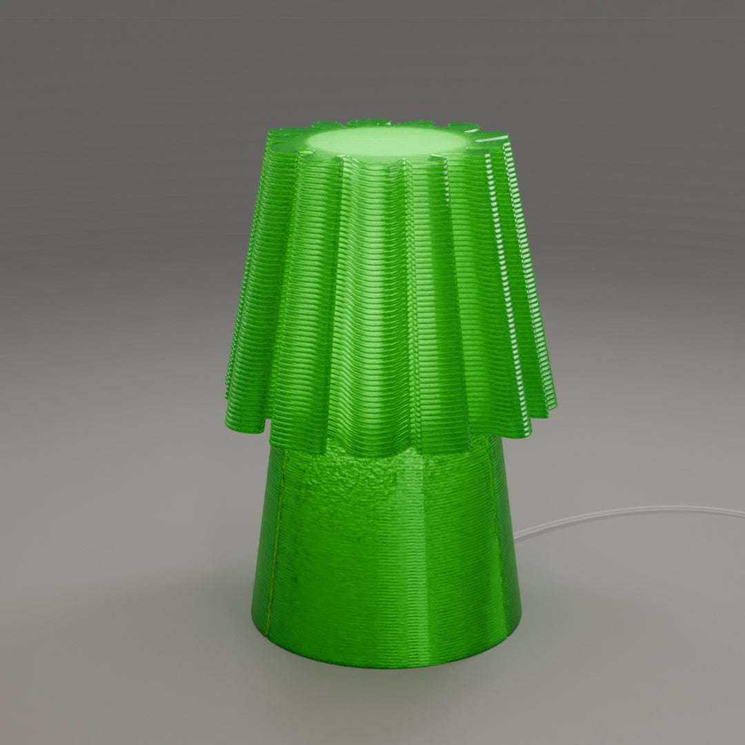 On shot of ruffle table lamp green