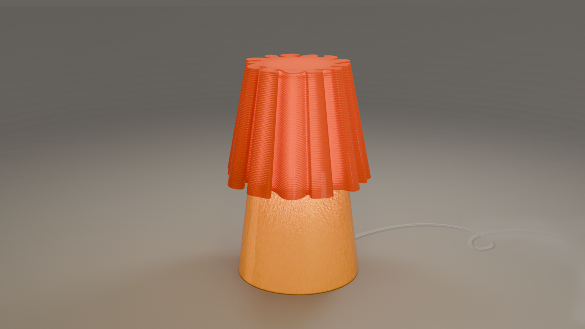 On shot of ruffle table lamp orange beige
