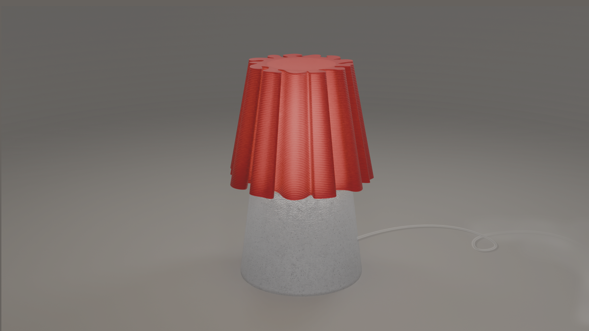 On shot of ruffle table lamp red marble