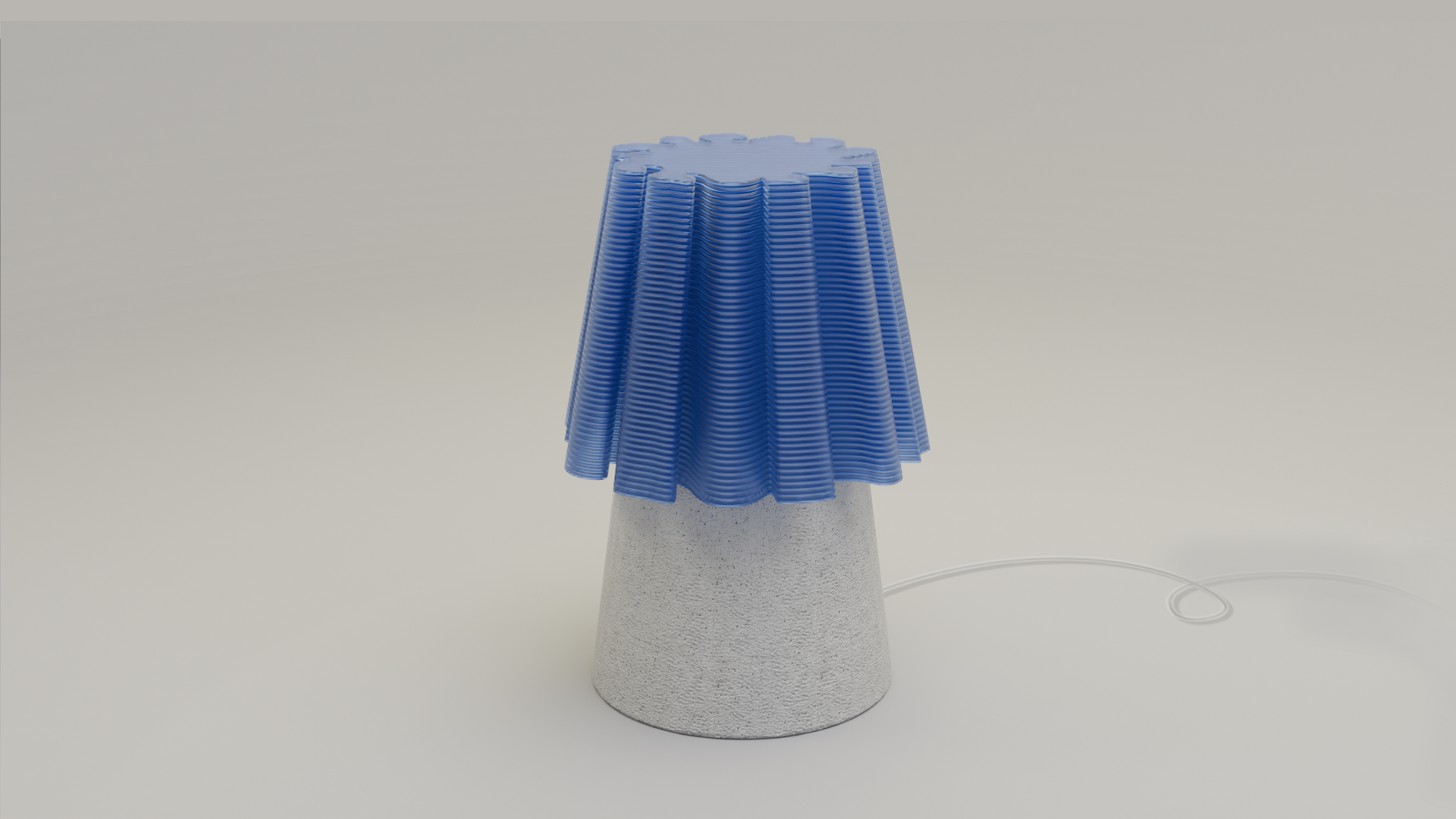 Off shot of ruffle table lamp blue/marble