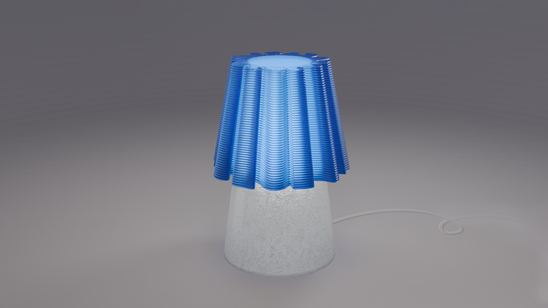 On shot of ruffle table lamp blue/marble
