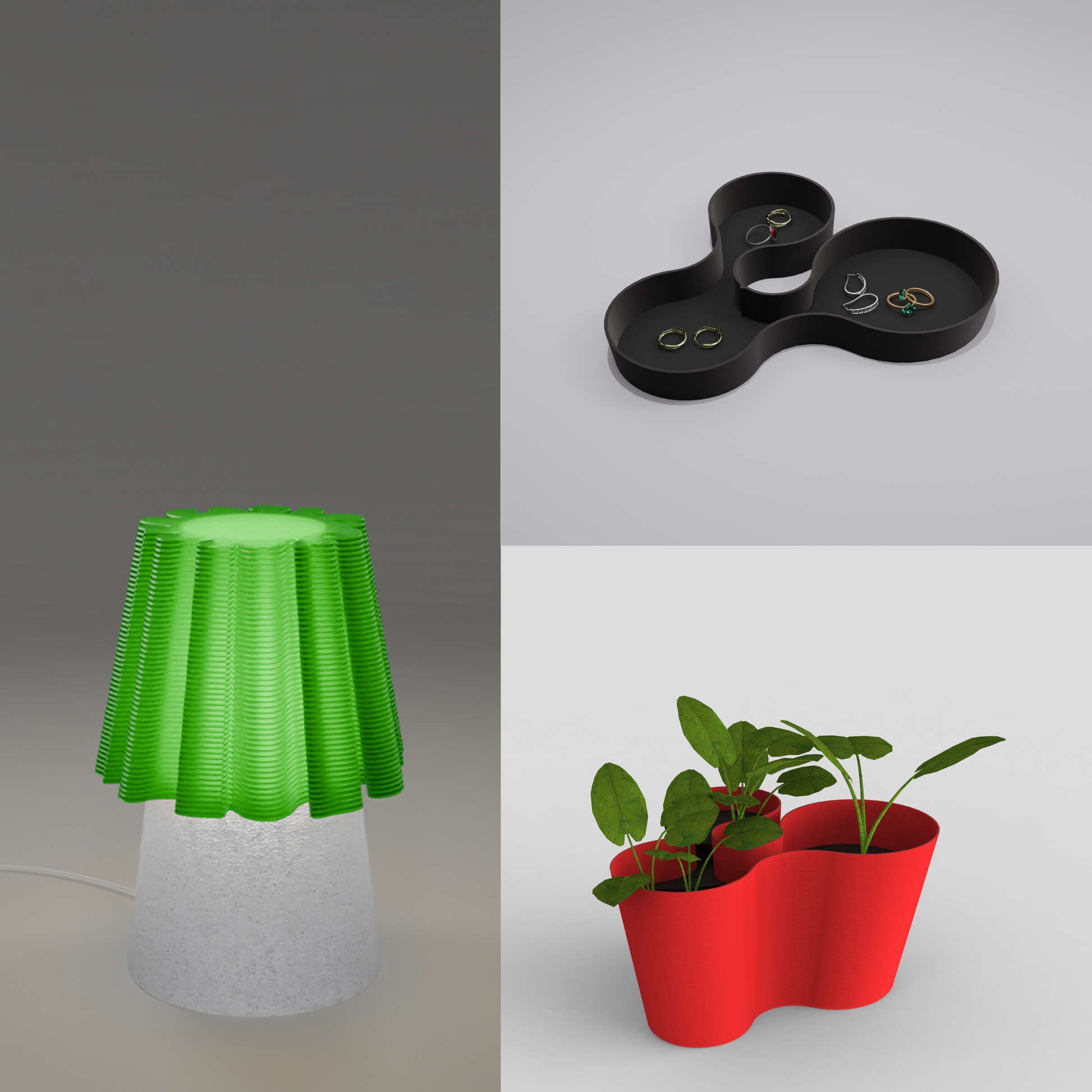 Bundle of ruffle, coral crest tray and coral crest stand