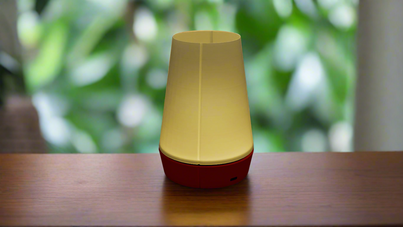 lit venti red on a wooden table