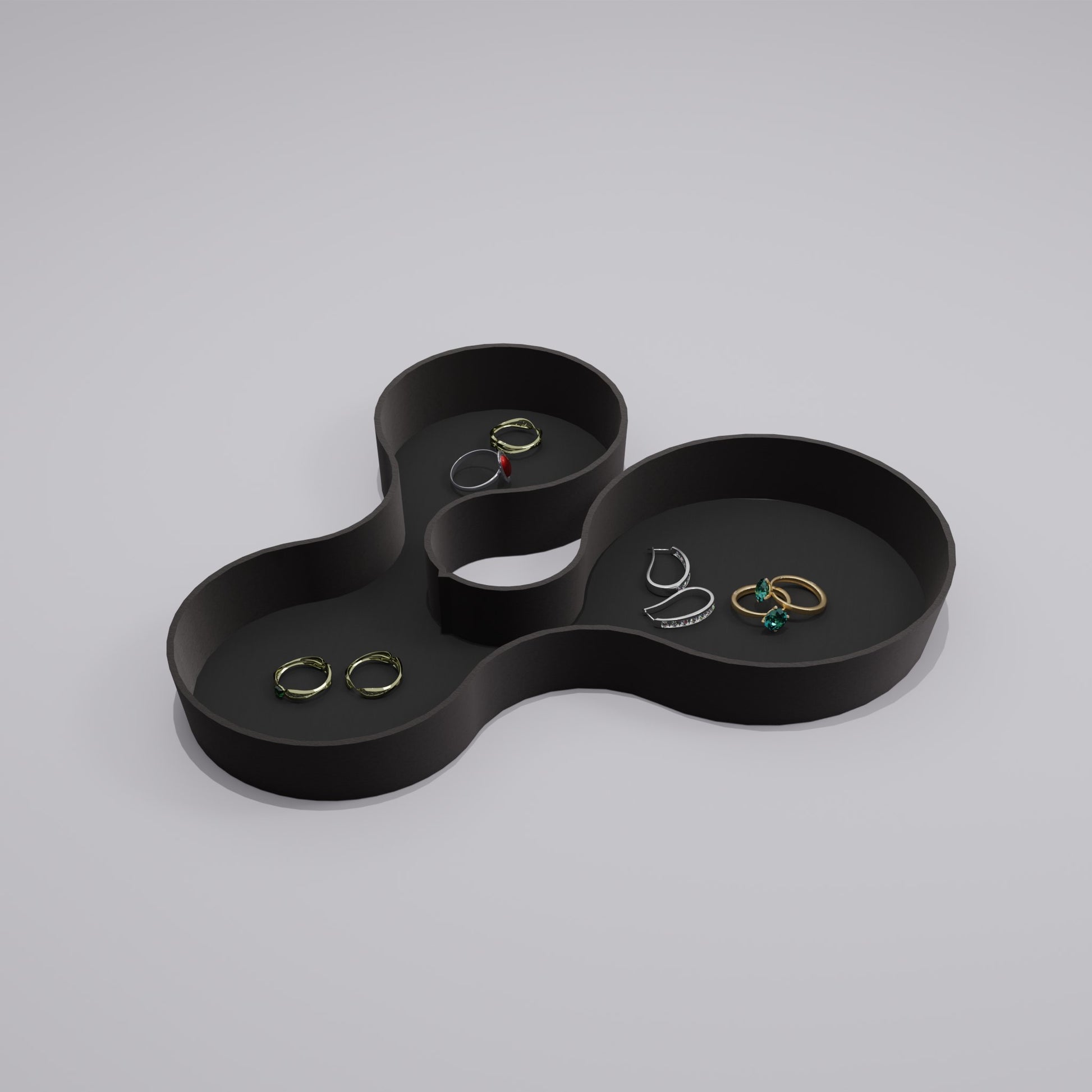 coral crest tray black with jewellery