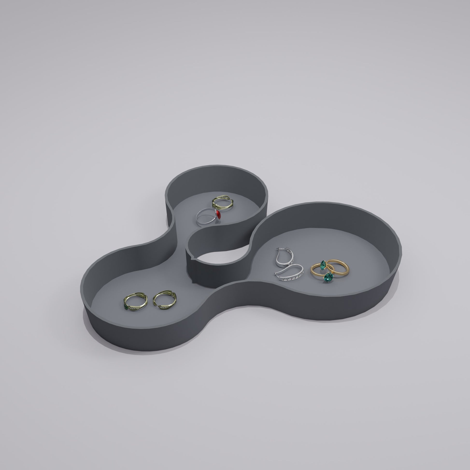 coral crest tray grey with jewellery