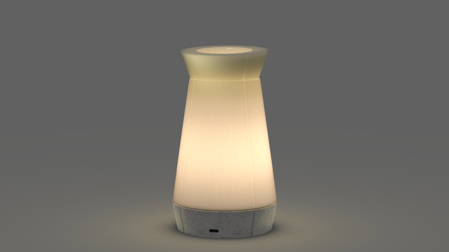 Scandinavian-style Venti Plus lamp with advanced functionalities and a convenient top holder.
