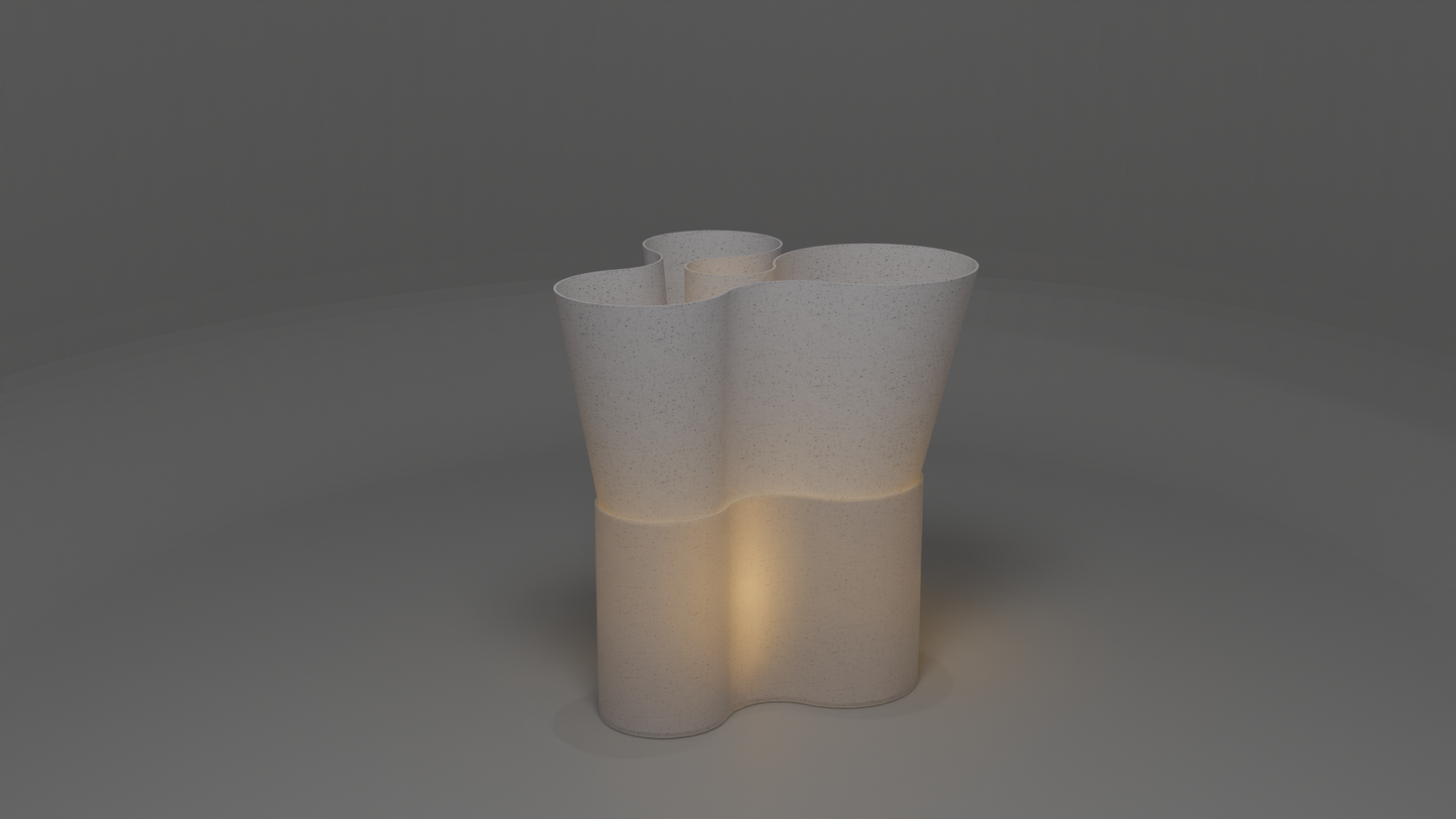 Paso Glo vase, a dual-sectioned marble coloured planter with a glowing base
