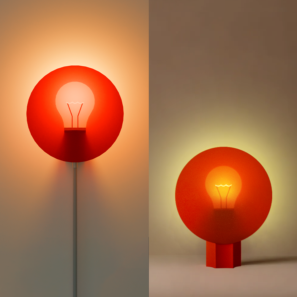 Combo of halo table lamp and halo wall light