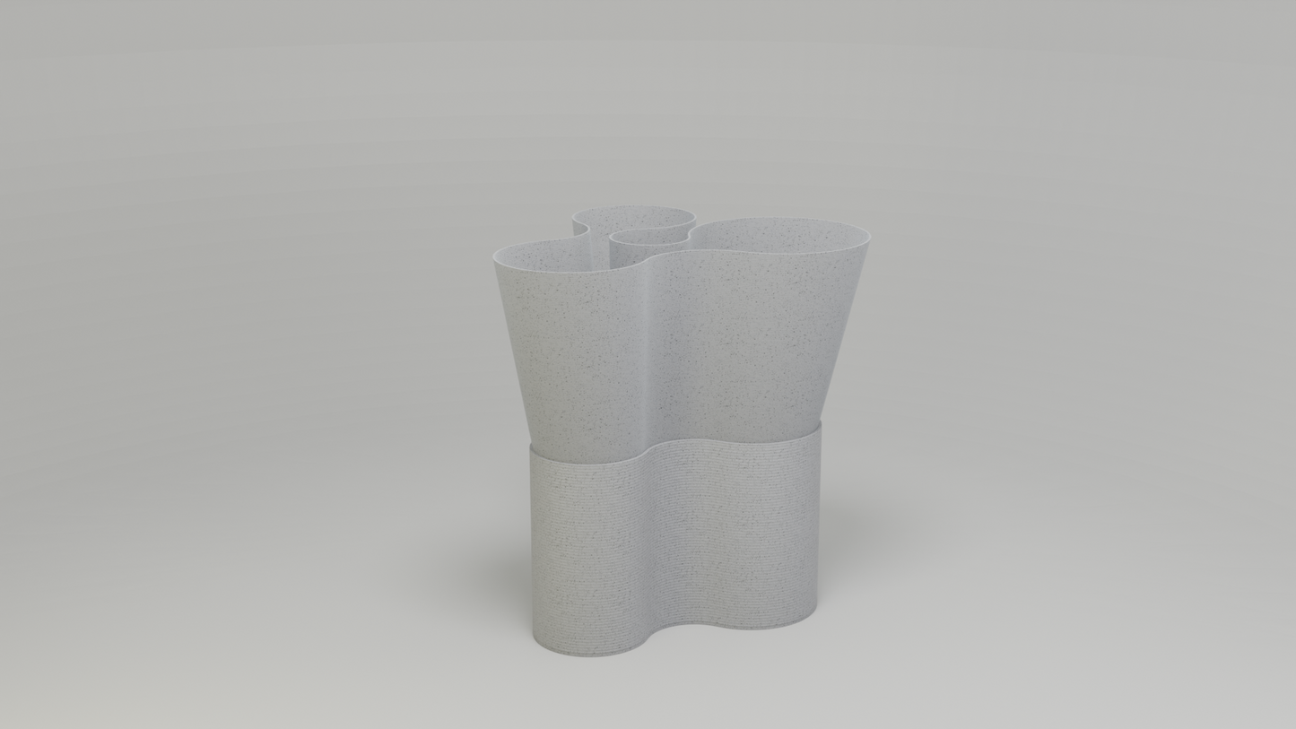Paso Glo vase, a dual-sectioned marble coloured planter, unlit