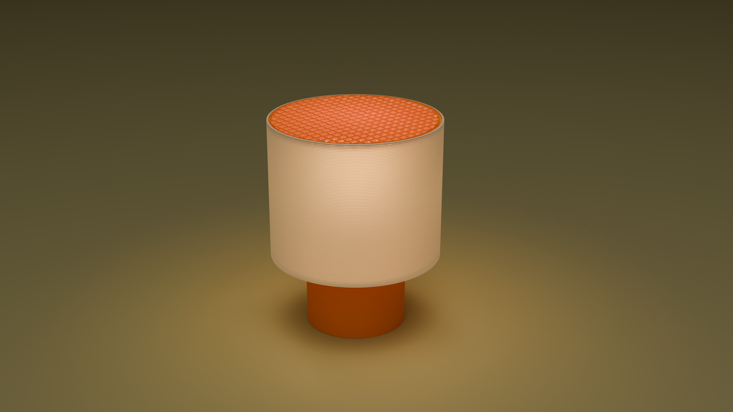 Lit image of Poco Circle lamp in red color