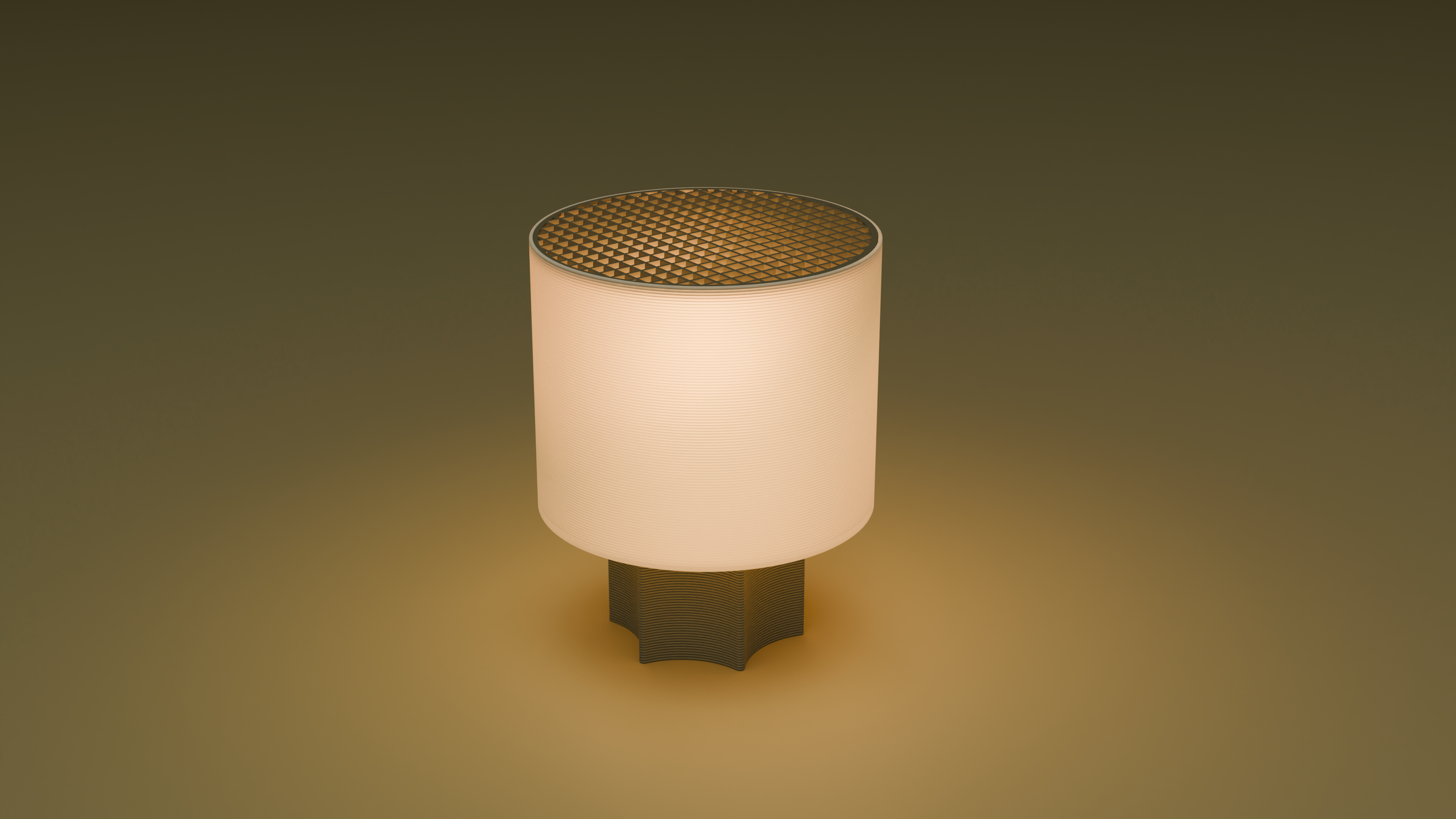 Lit image of poco star wired table lamp in grey color