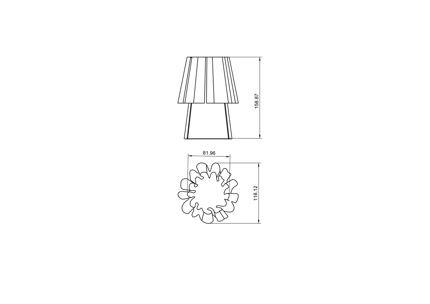 dimension drawing of ruffle lamp