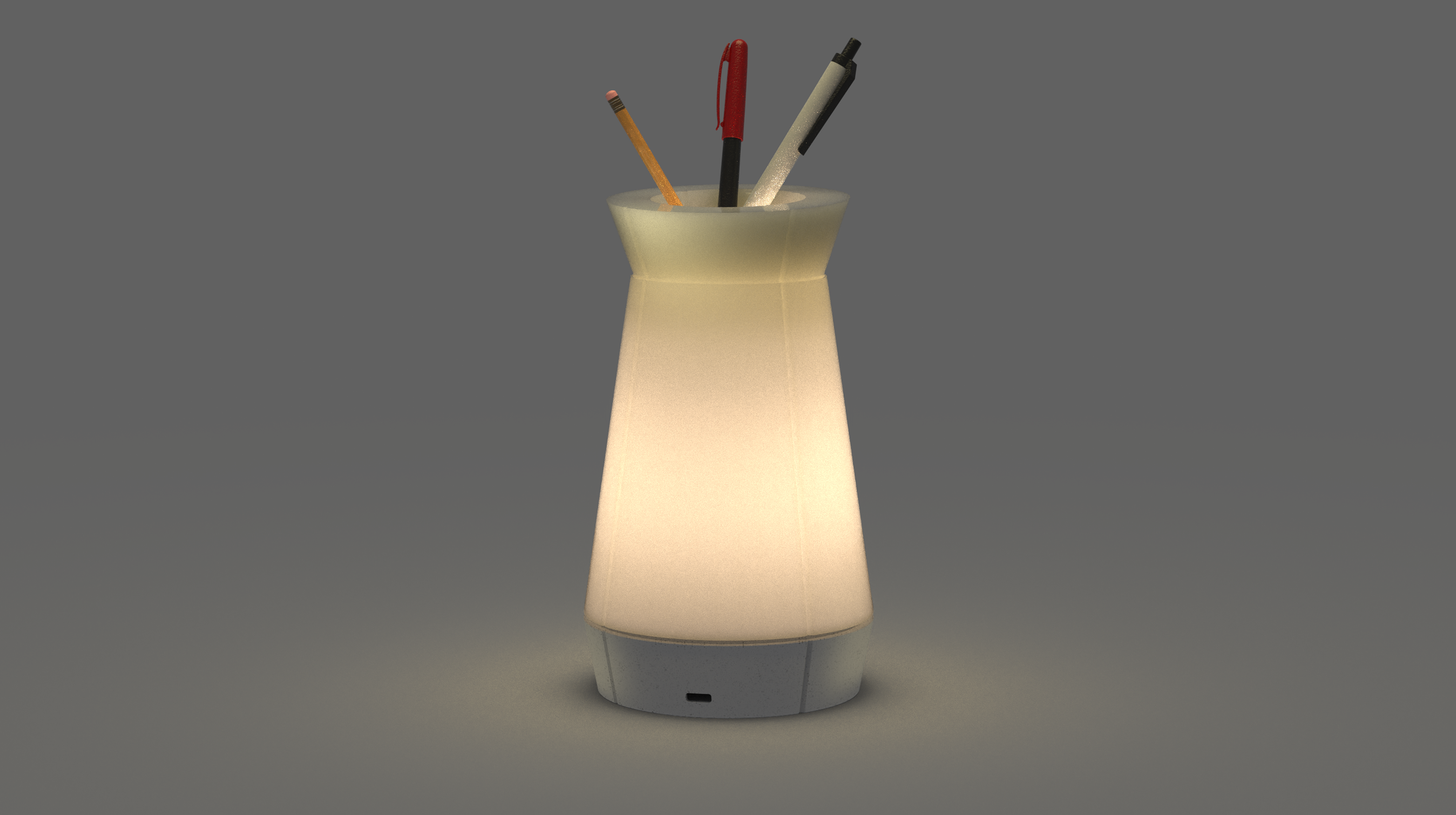 Multifunctional Venti Plus lamp with pen holder in marble, designed for modern living spaces.
