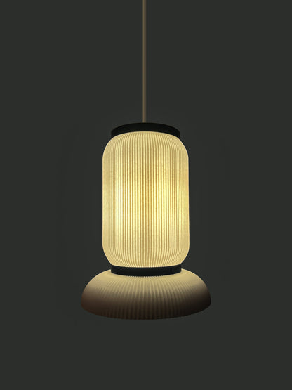 Bello L. A 3D Printed pendant light with a textured design on a dark background