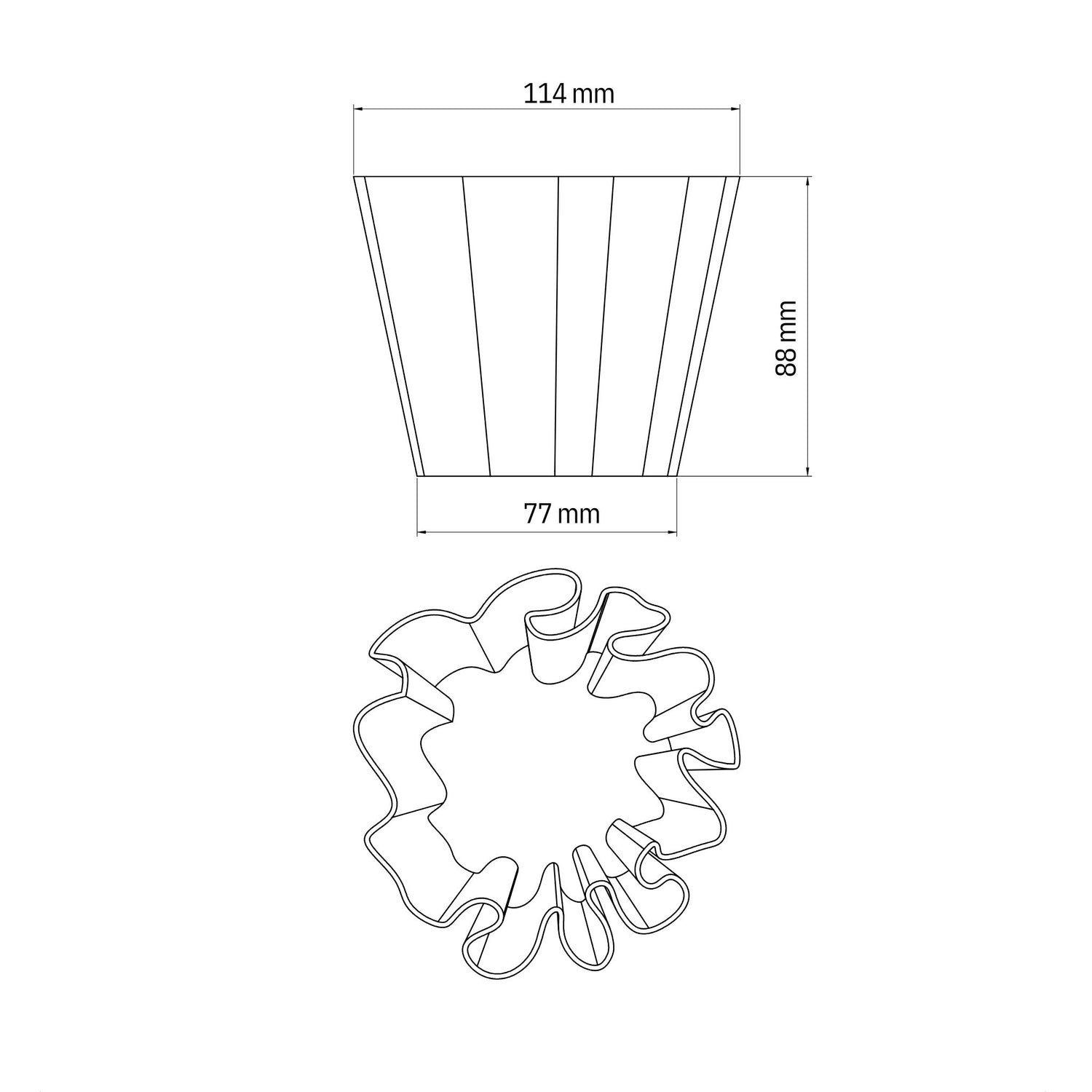 DImension drawing of coral vase pen stand cum planter pot
