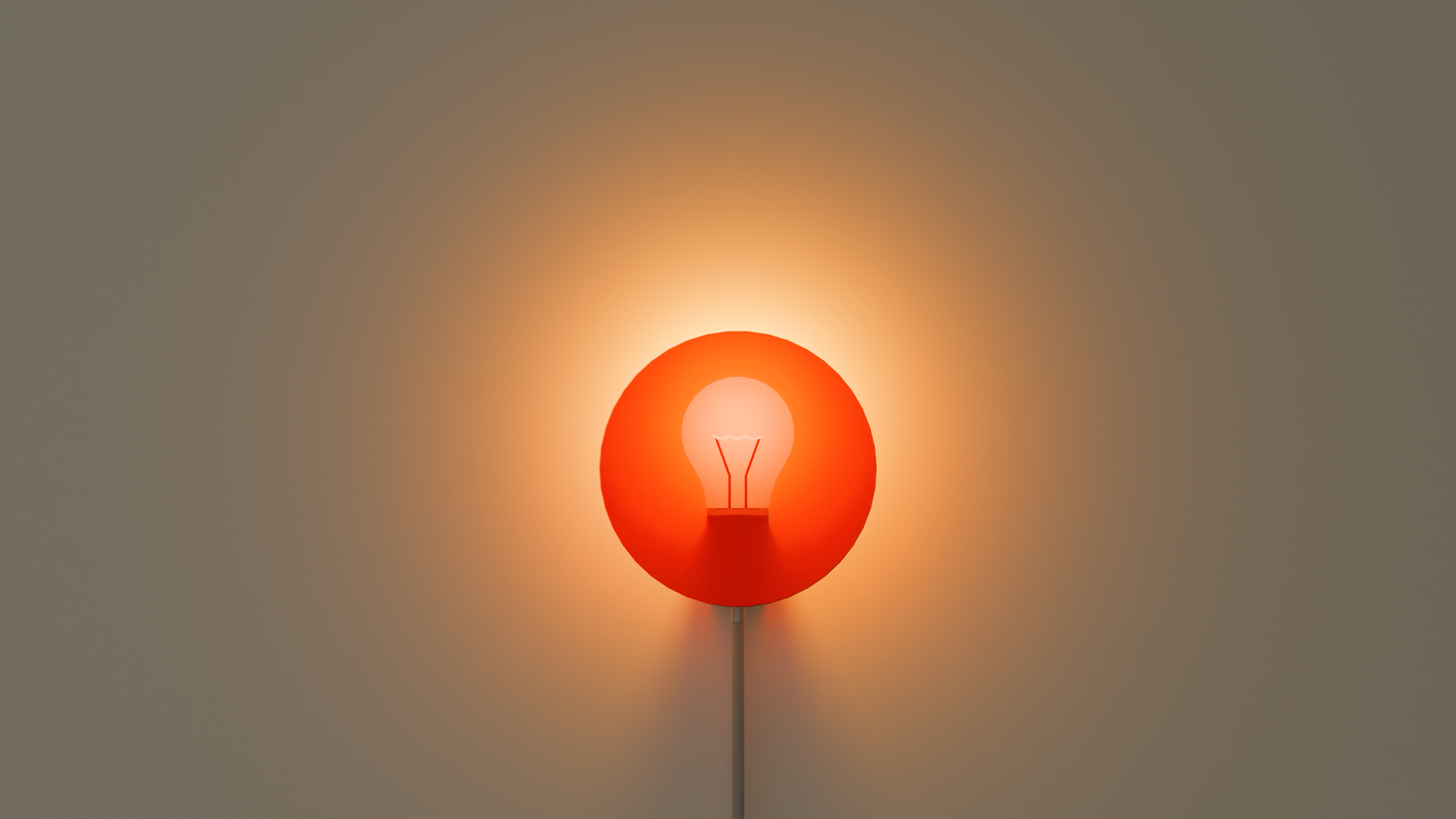 On shot of halo wall light in orange color