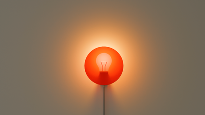 On shot of halo wall light in orange color