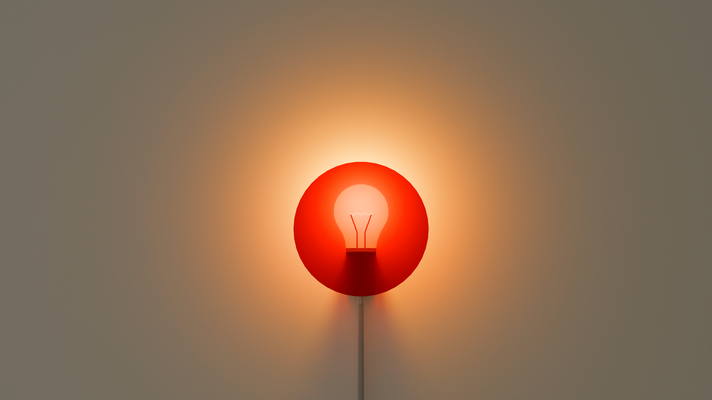 Halo wall light fixture with E14 LED holder and vintage bulb silhouette effect.