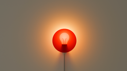 Halo wall light fixture with E14 LED holder and vintage bulb silhouette effect.