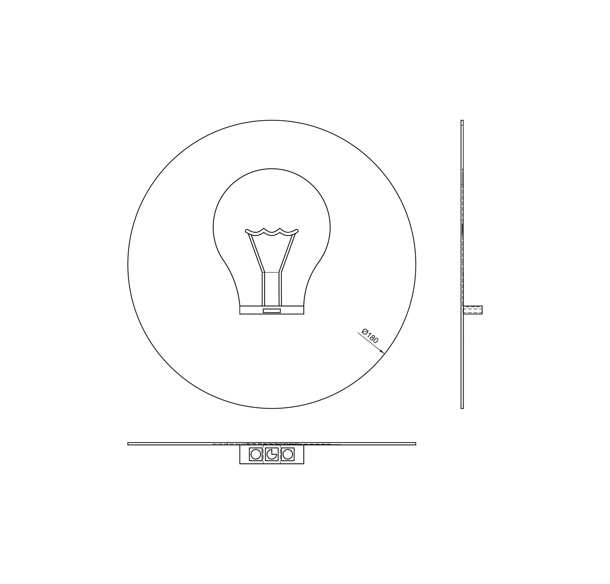 12V LED decorative wall light with warm white light. 180mm diameter, 45mm depth.
