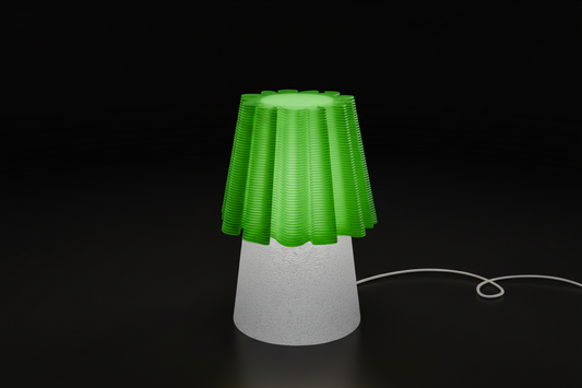 On shot of ruffle table lamp green/marble