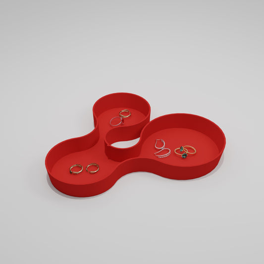 coral crest tray red with jewellery 