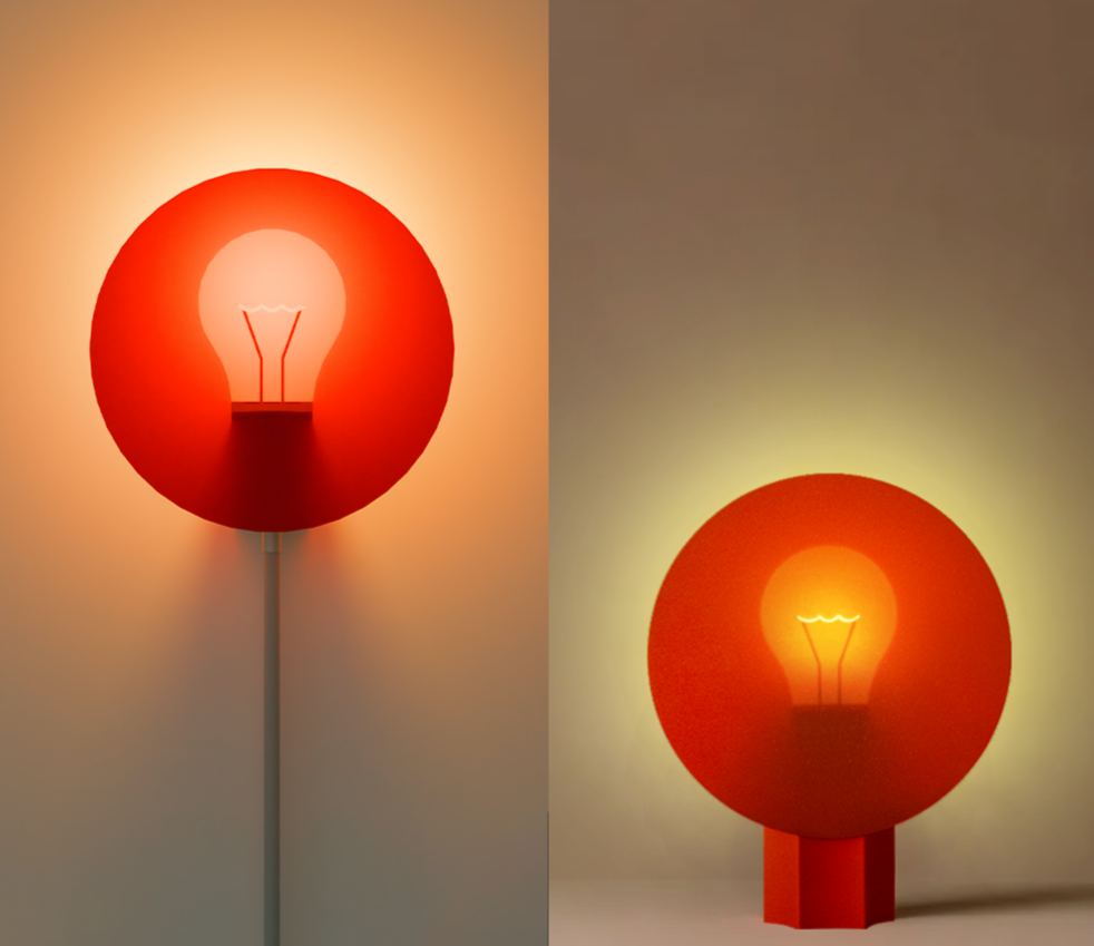 Combo of halo wall light and halo table lamp