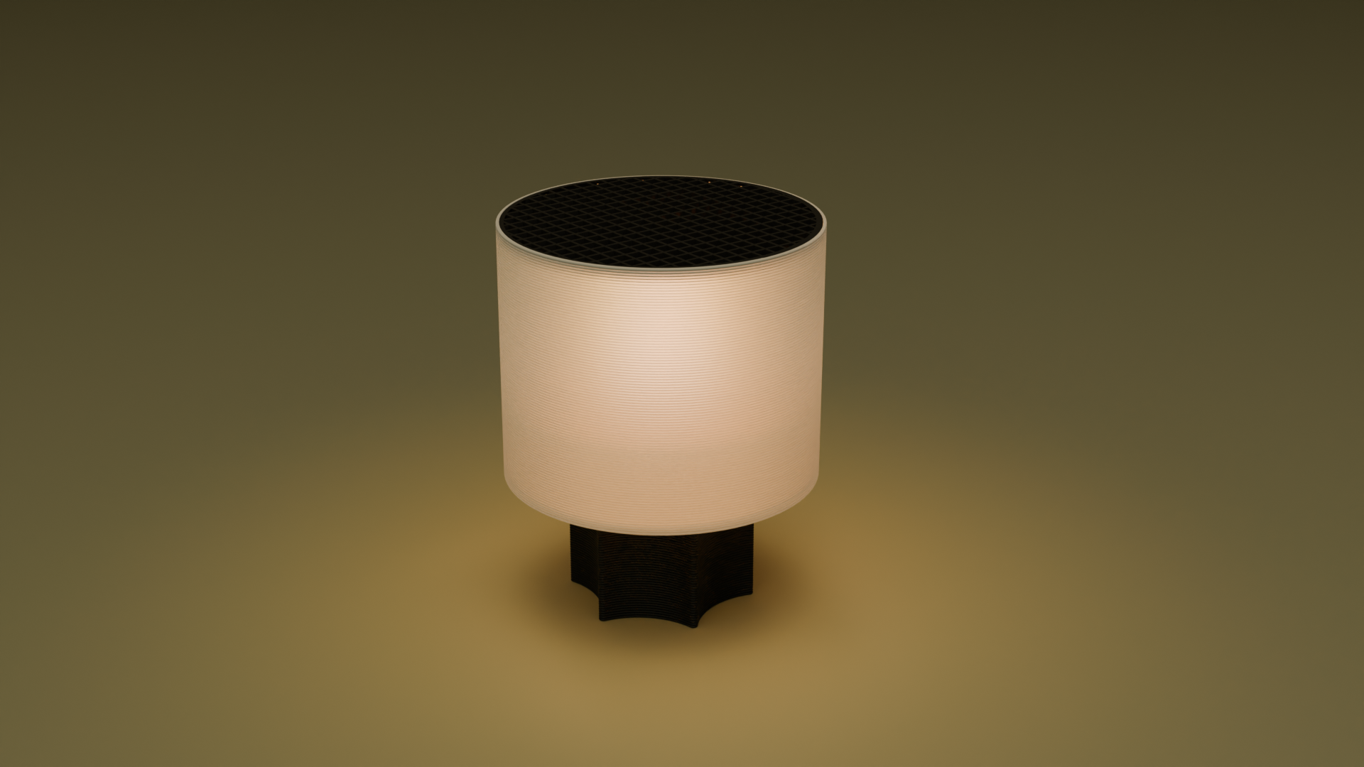 Lit image of poco star wired table lamp in black color
