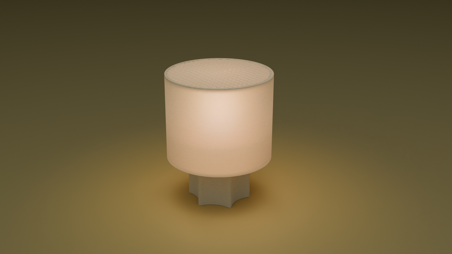 Lit image of poco star wired table lamp in white color
