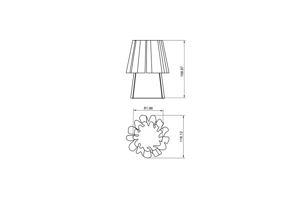 dimension drawing of ruffle lamp