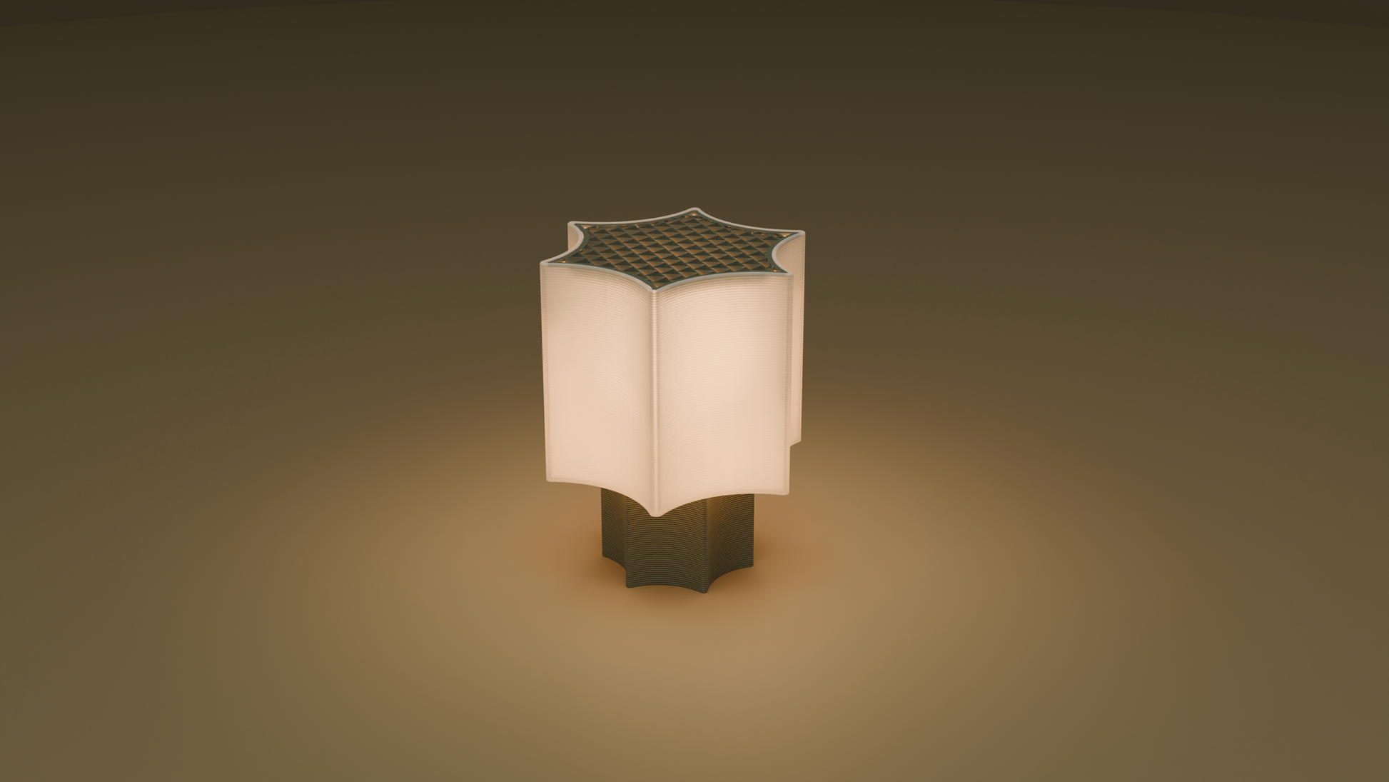 Lit image of star coral lamp in black color