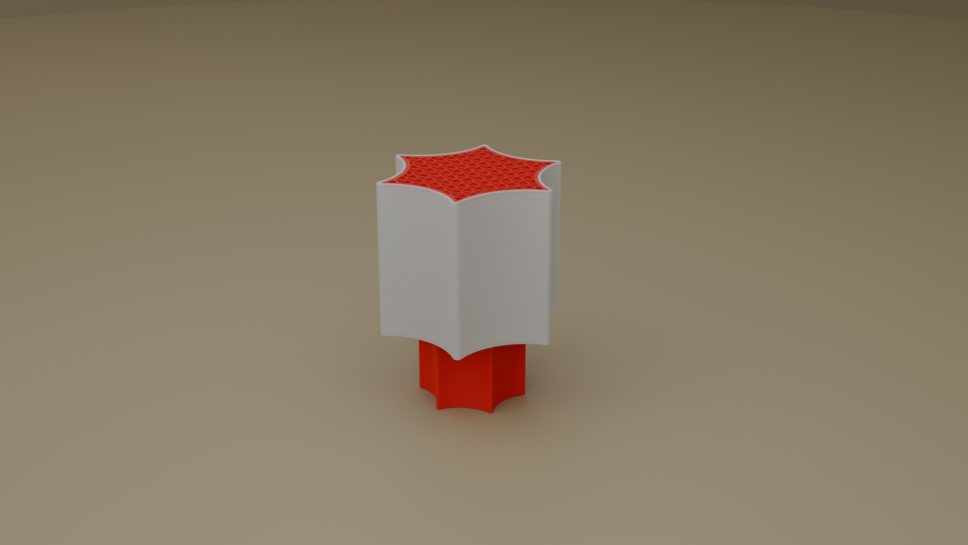 Lit image of star coral lamp in red color