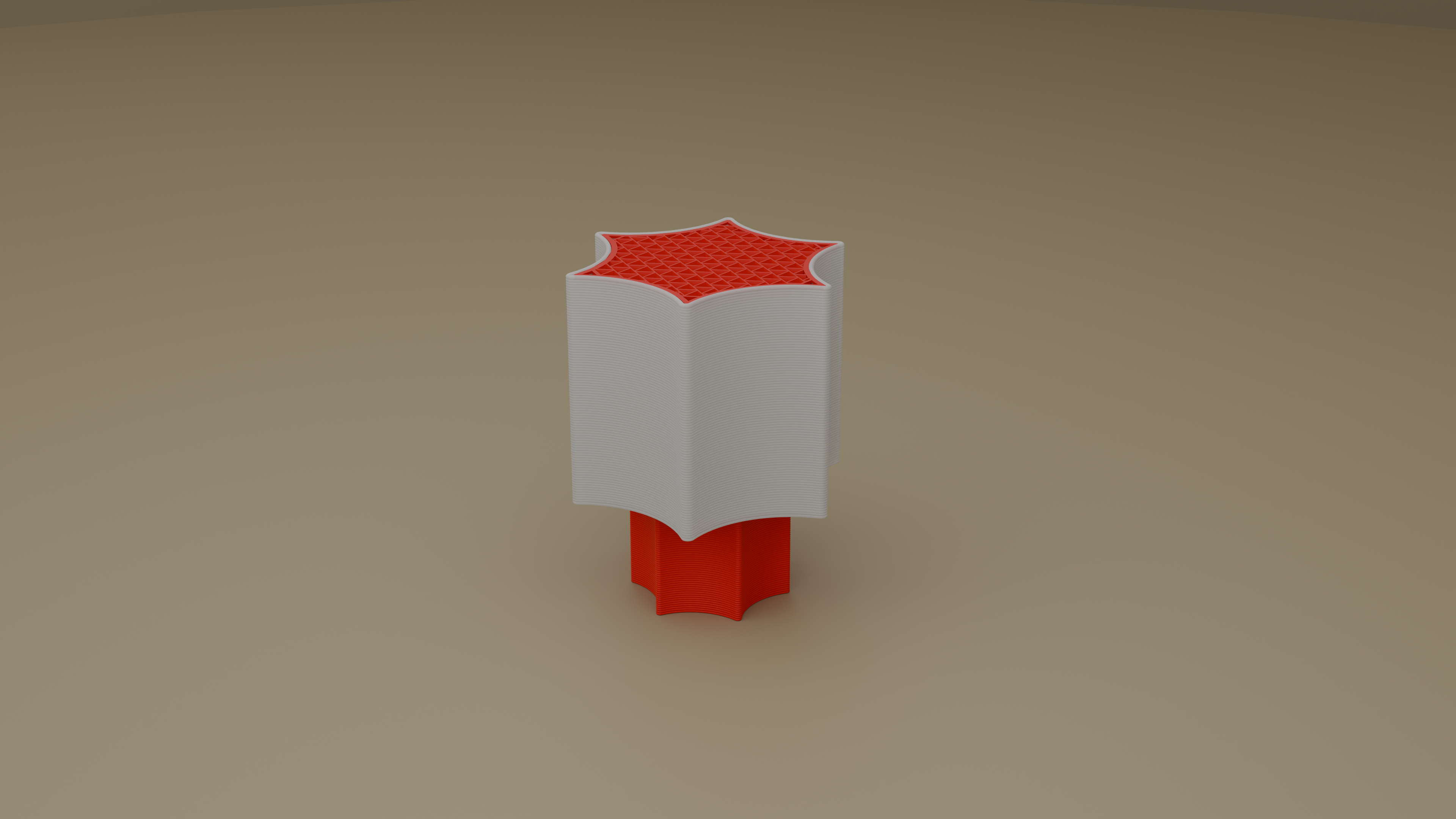Lit image of star coral lamp in red color