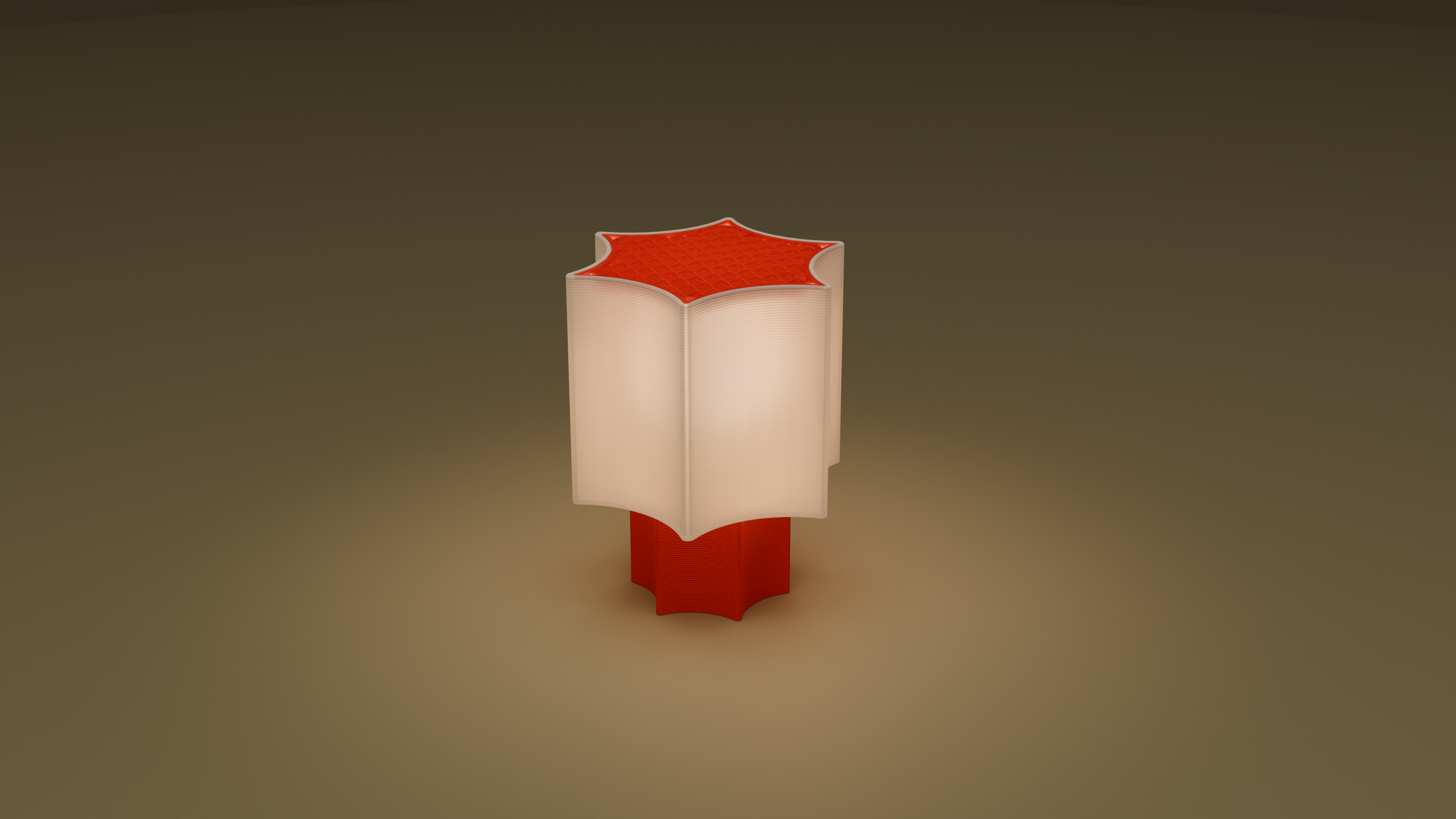 Lit image of star coral lamp in red color