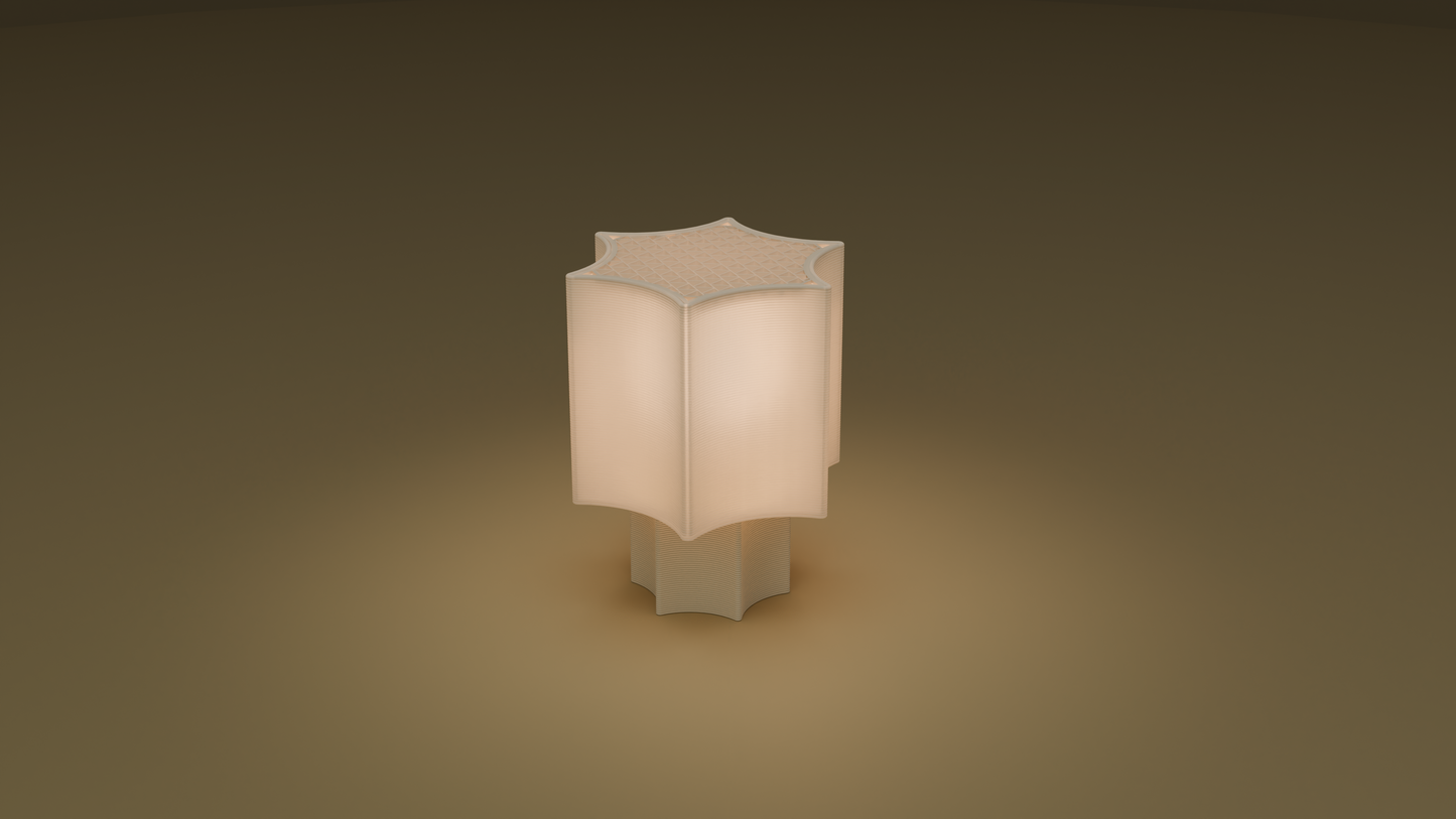 Lit image of star coral lamp in white color